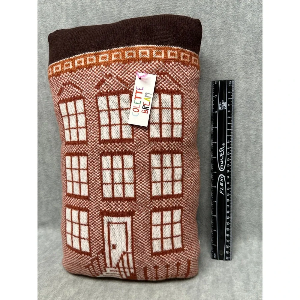 VTG Colette Bream‎ Knit Brownstone Pillow Brown Lambswool Mohair Townhouse NWT